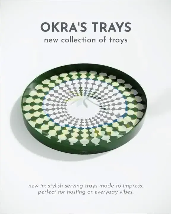 إعلان Okra: صينية بنقشة أخضر وأبيض من الكولكشن الجديد